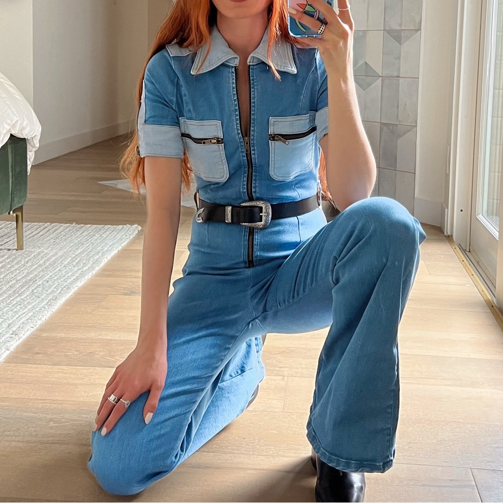 The Hippie Shake Ramble On Denim Jumpsuit